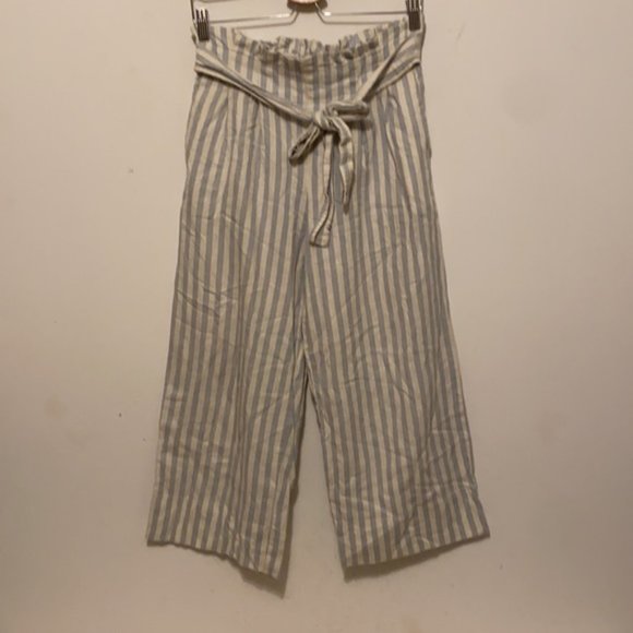 Madewell Striped Paperbag Wide Leg Pants Size Small - Picture 2 of 15